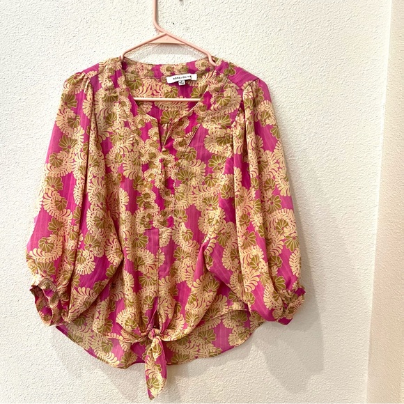Rose & Olive Tops - Rose & Olive Pink and tan Floral Blouse